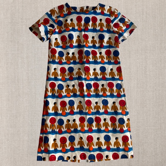 Stunning thick cotton arty shift dress with vibrant print. Size small - Picture 4 of 9